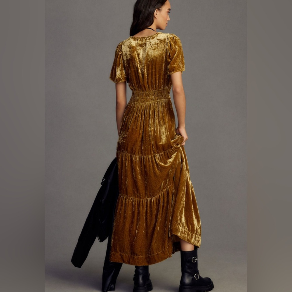 Anthropologie Gold Velvet the somerset maxi Dress - Picture 3 of 7
